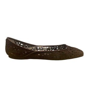 Jimmy Choo Women’s Brown Suede Laser-Cut Flats Slip-On Flat Shoes Size 41.5